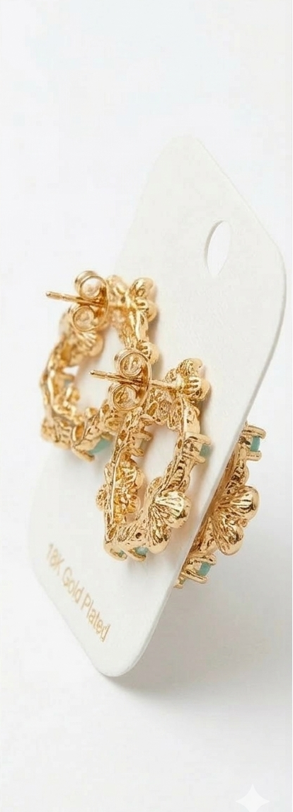 Mint Floral Hoops