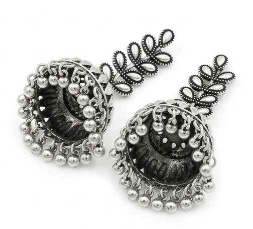 Silver Leaf Jhumkas