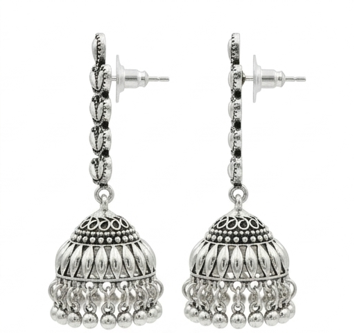 Silver Leaf Jhumkas
