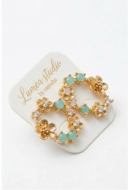 Mint Floral Hoops