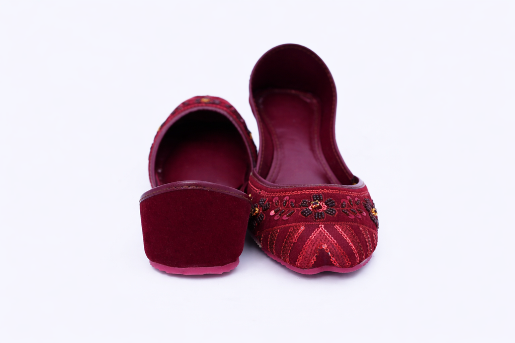 Crimson Bloom Sequined Velvet