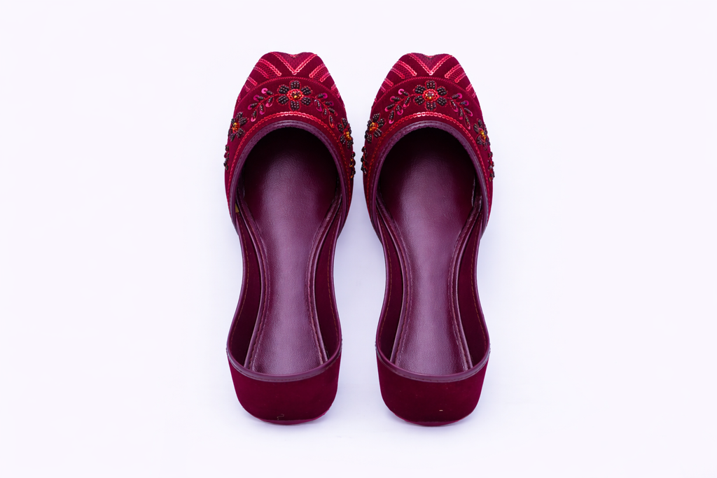 Crimson Bloom Sequined Velvet