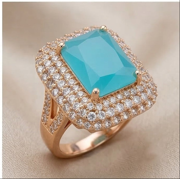 Turquoise Halo Ring