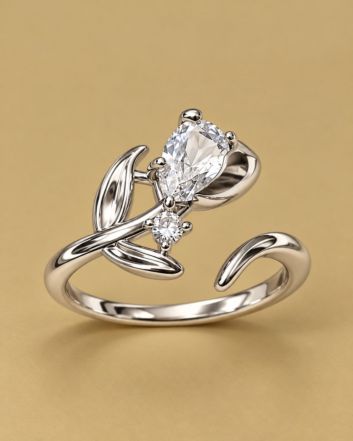 Gemstone Leaf Ring