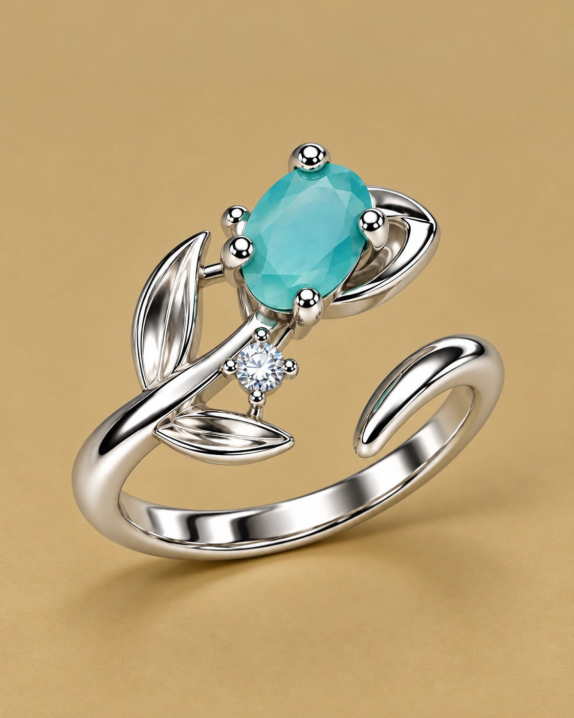 Gemstone Leaf Ring
