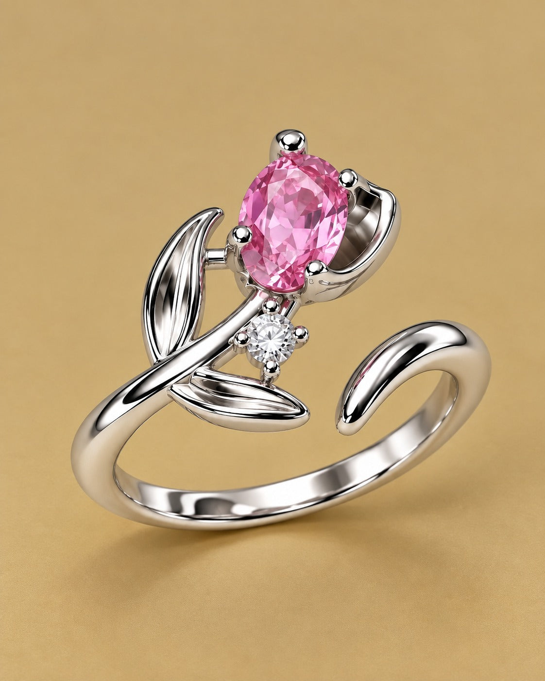 Gemstone Leaf Ring