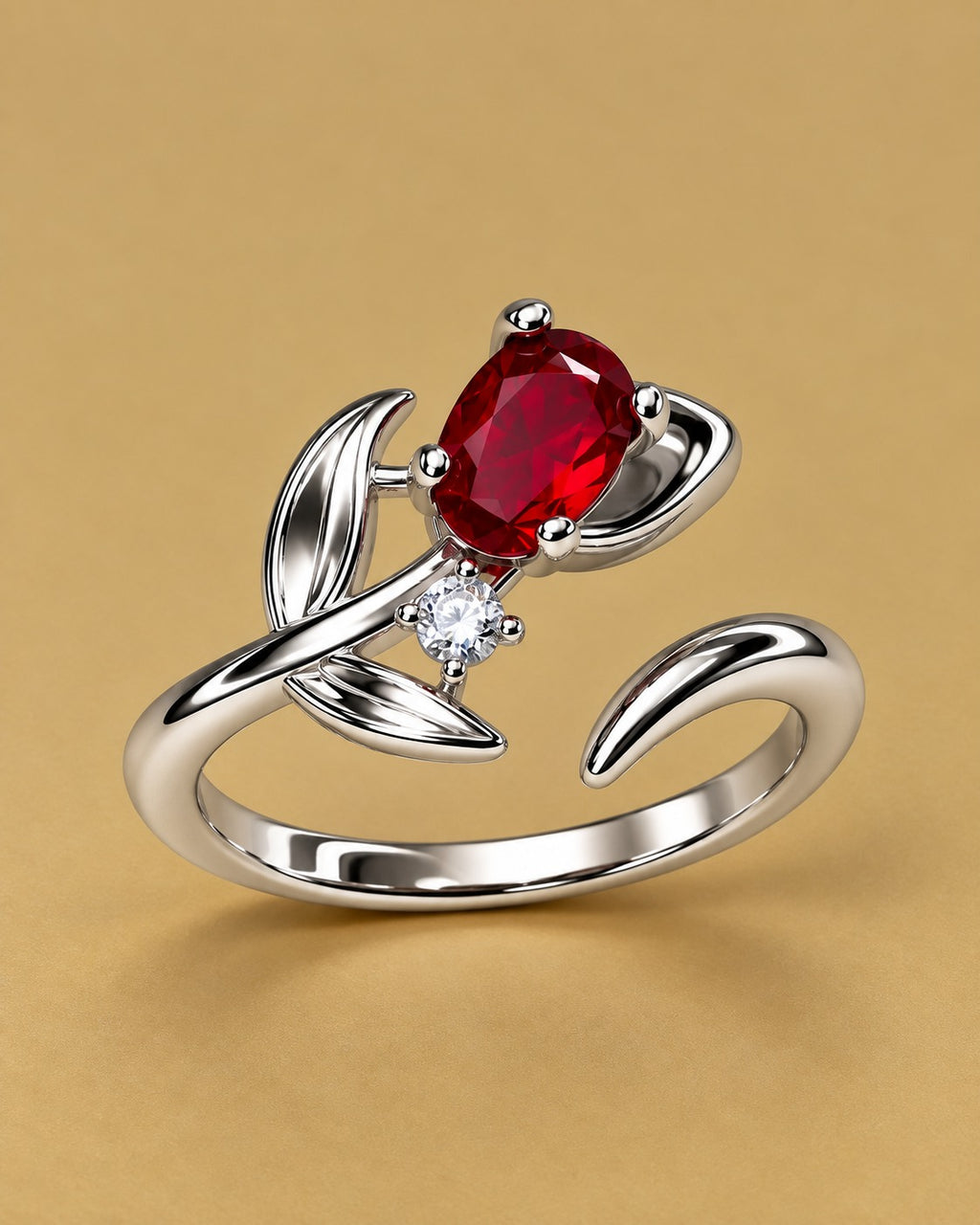 Gemstone Leaf Ring