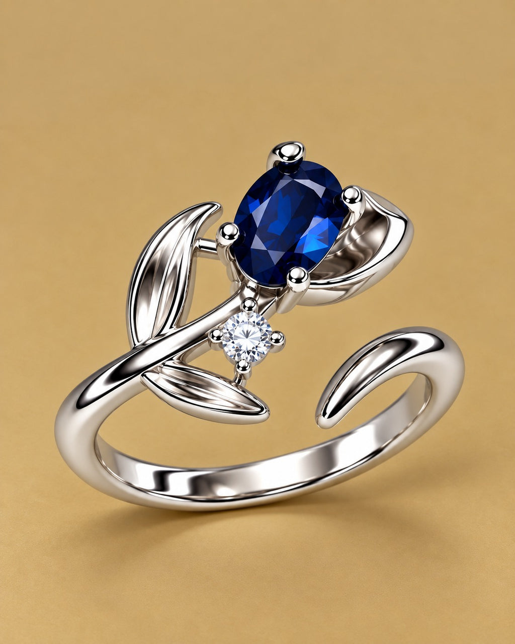 Gemstone Leaf Ring