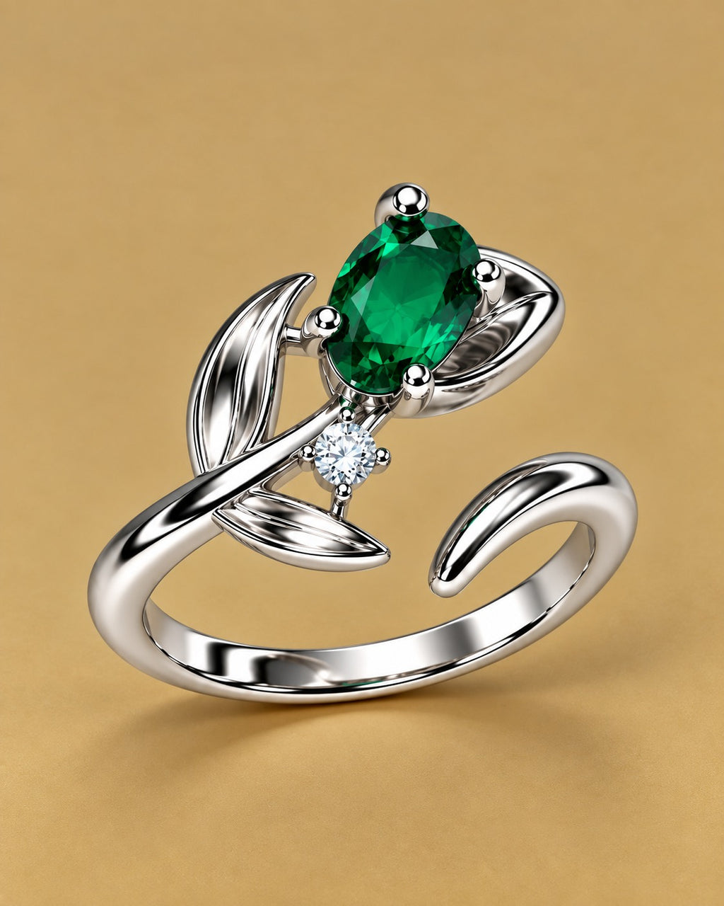 Gemstone Leaf Ring