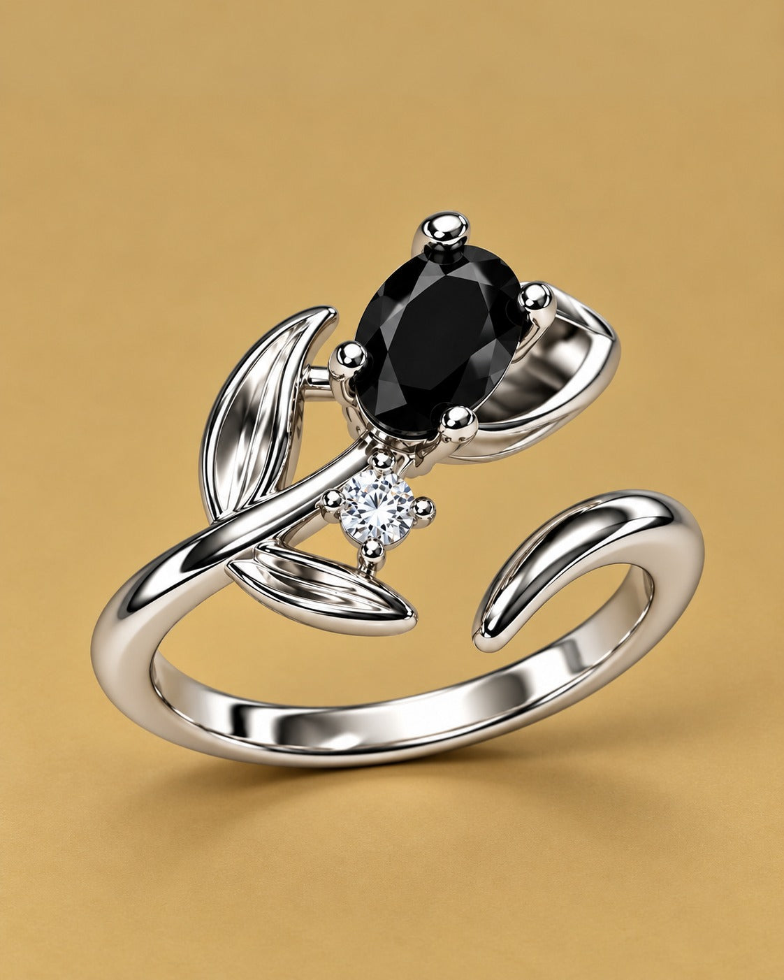 Gemstone Leaf Ring