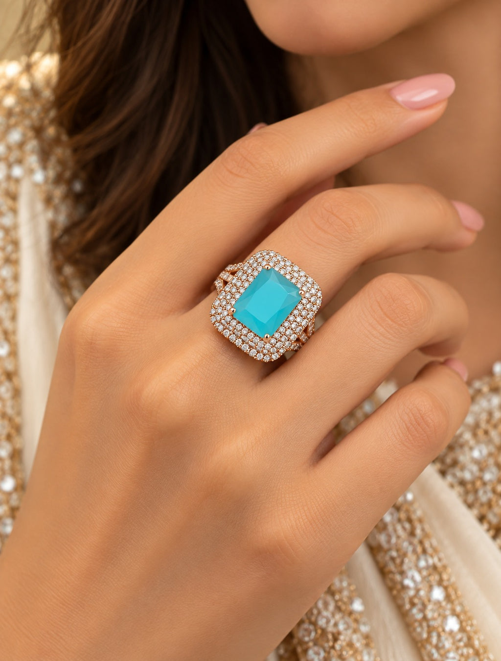 Turquoise Halo Ring