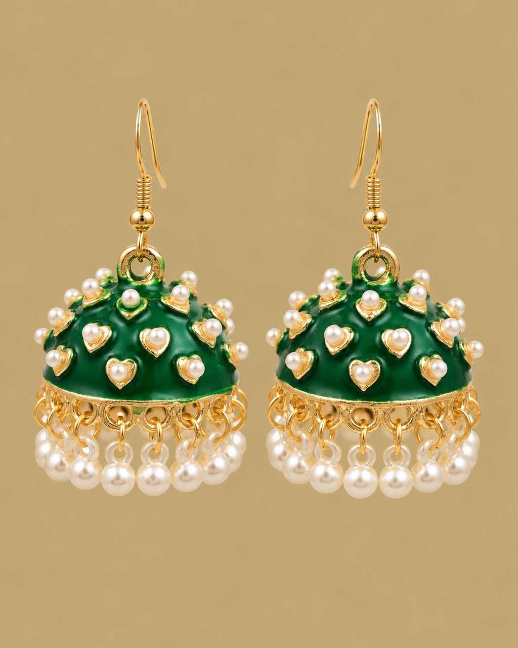 Emerald Heart Jhumkas