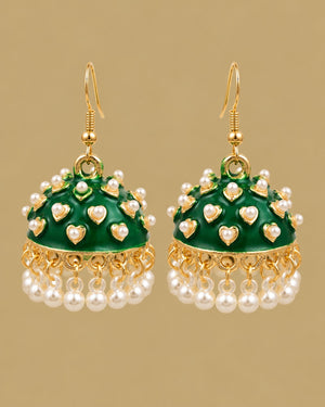 Emerald Heart Jhumkas
