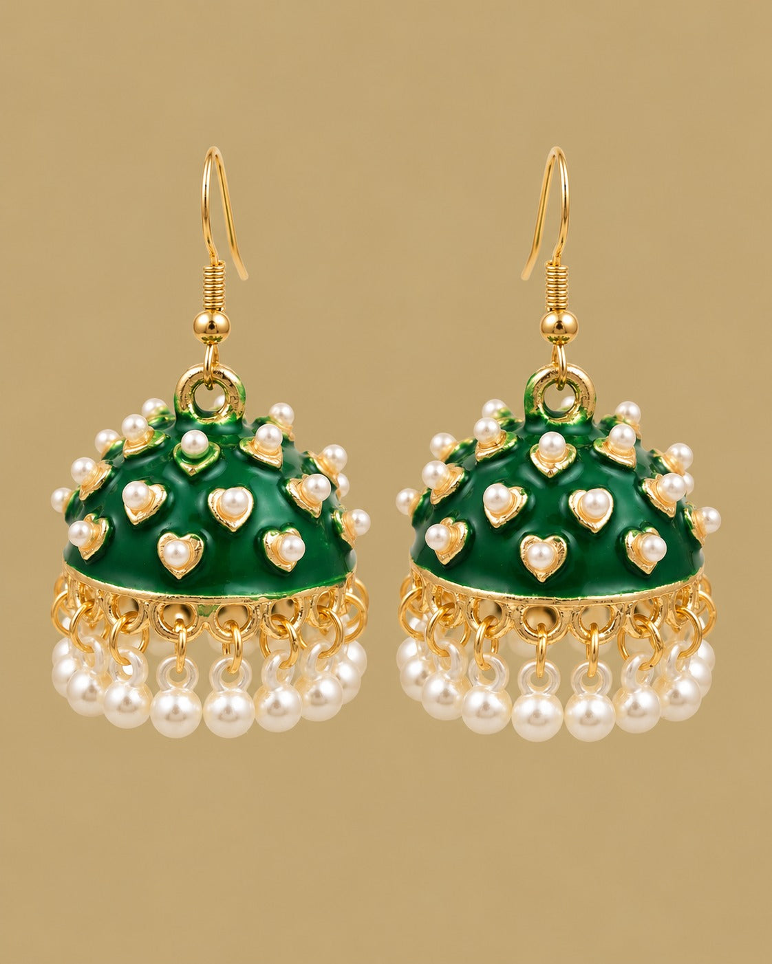 Emerald Heart Jhumkas