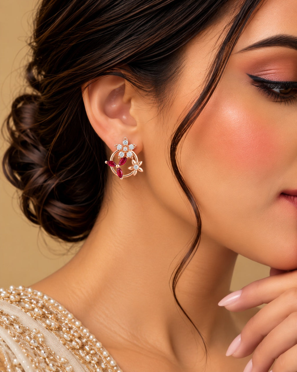 Ruby Floral Studs