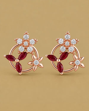 Ruby Floral Studs