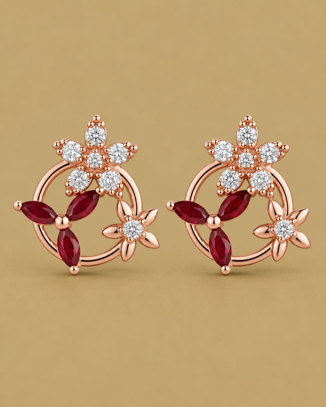 Ruby Floral Studs