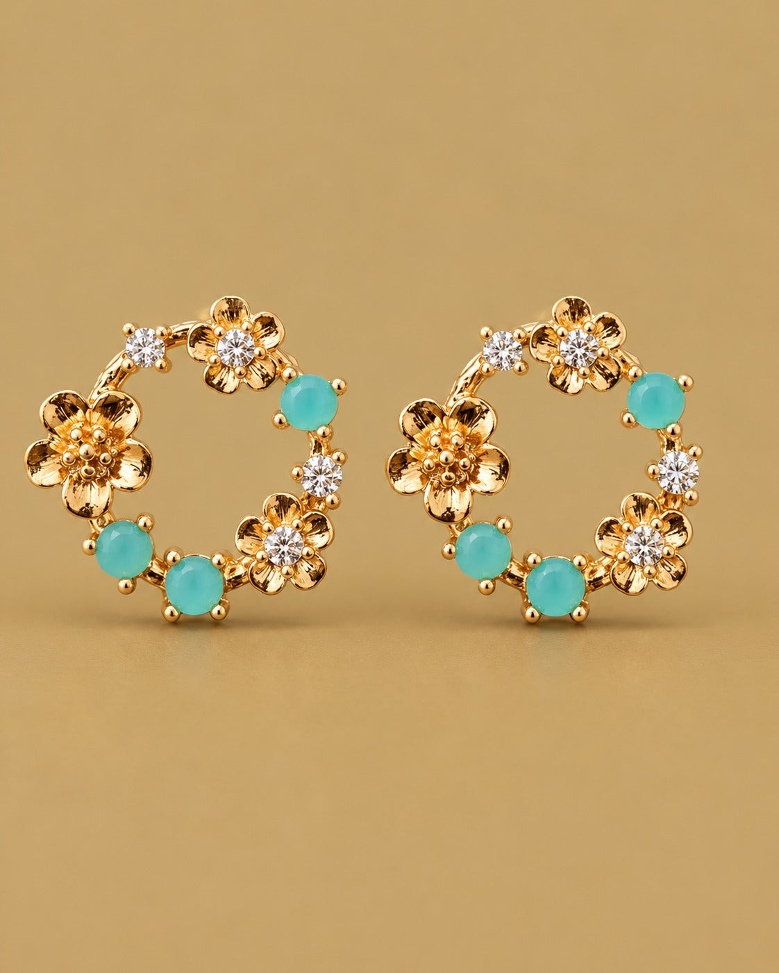 Mint Floral Hoops