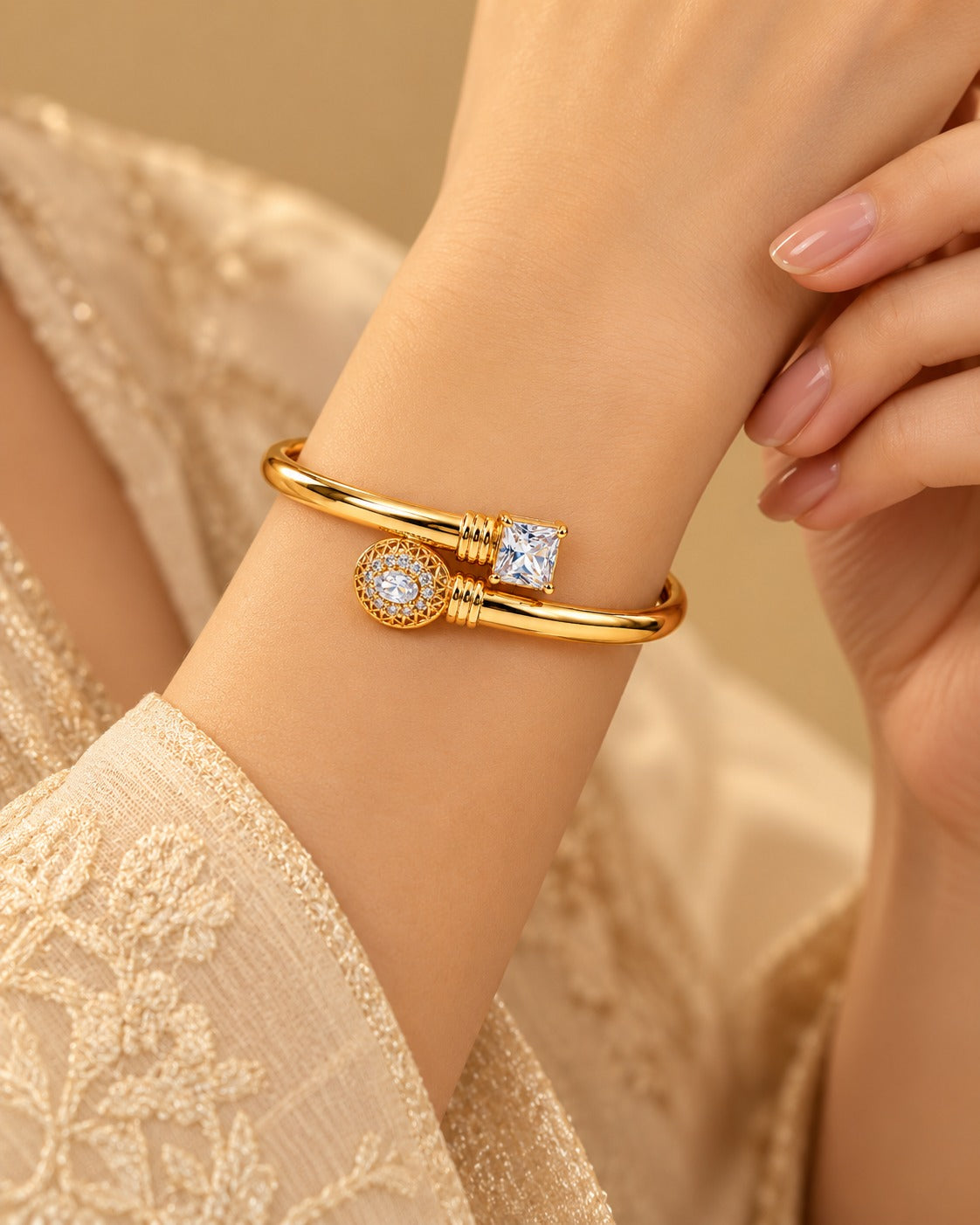 Crystal Open Cuff Bangle