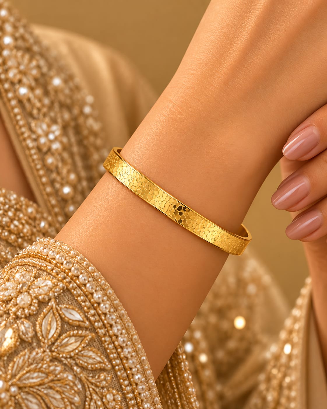 Textured Gold Bangle