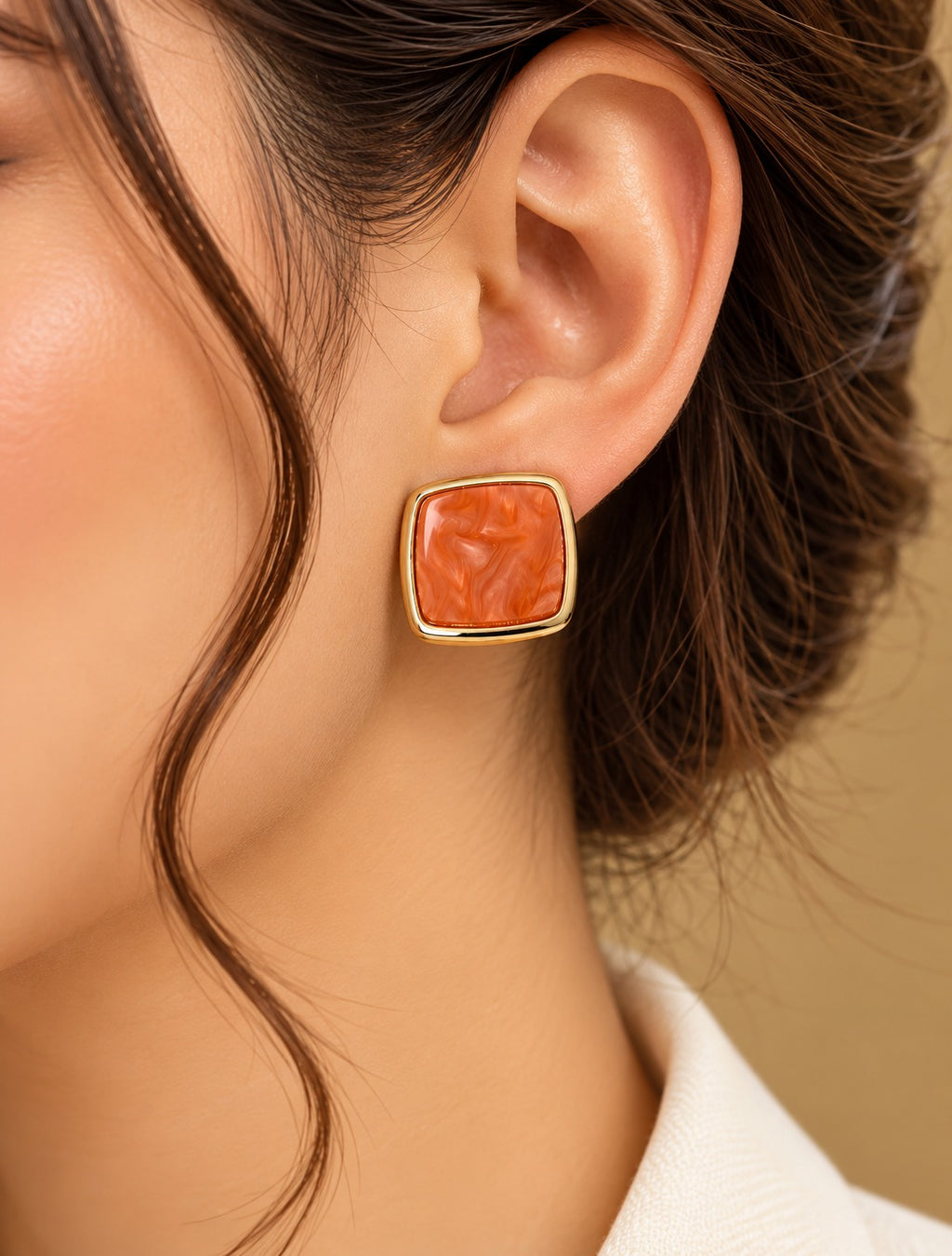 Coral Marble Stud