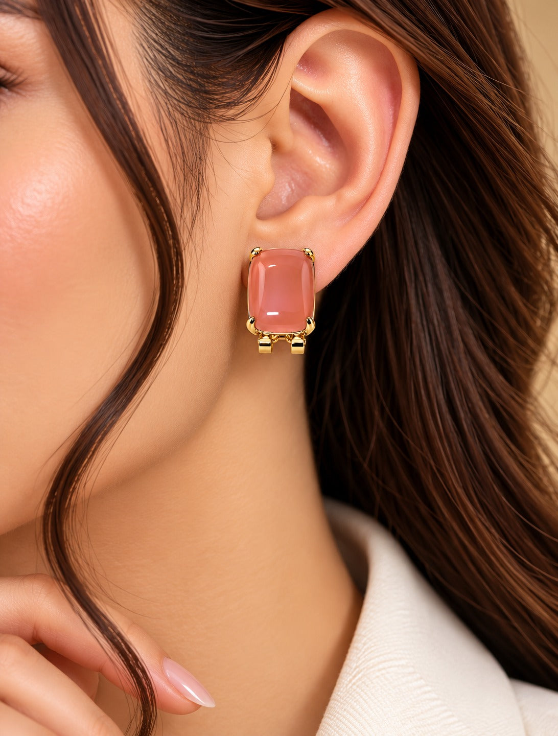 Coral Rectangle Studs