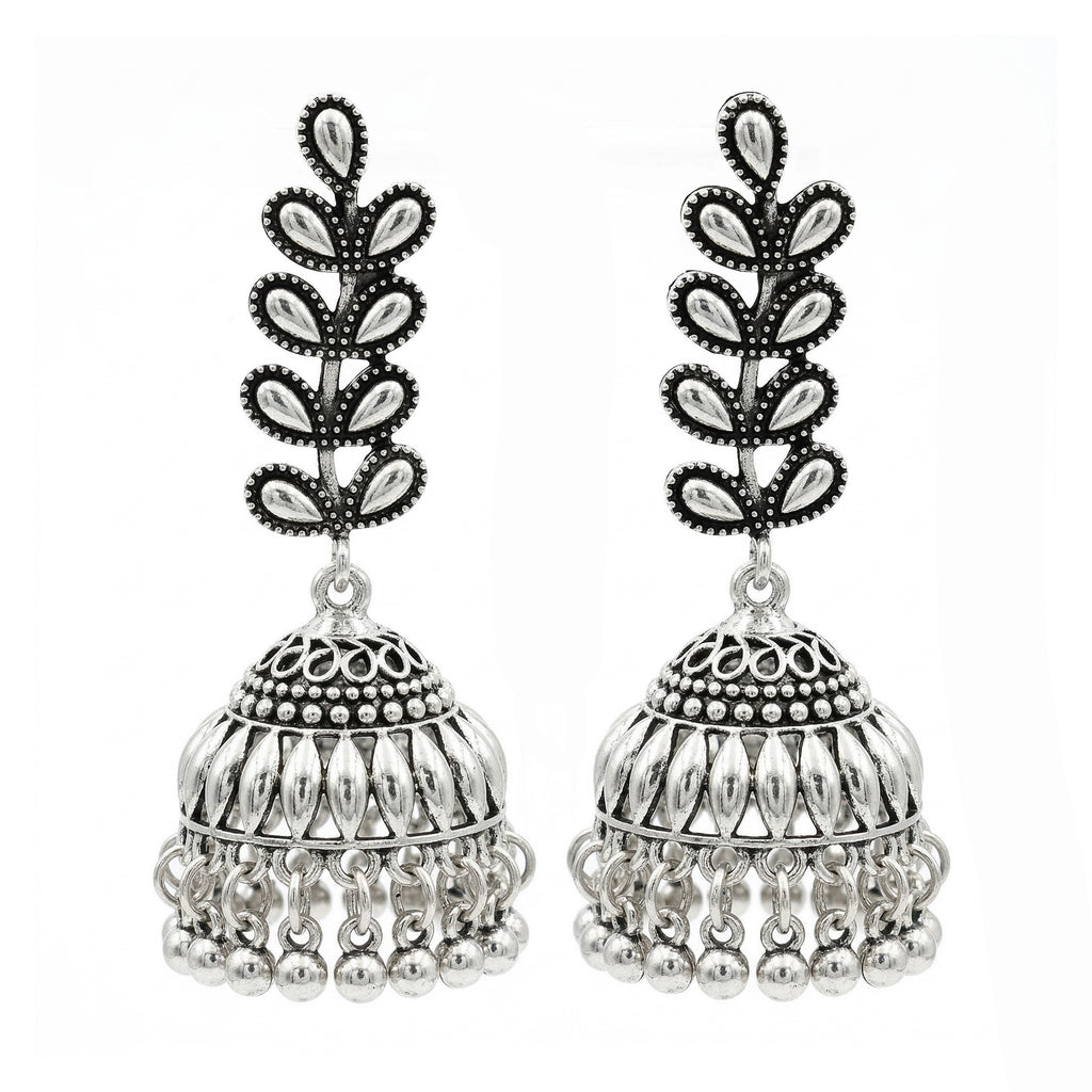 Silver Leaf Jhumkas