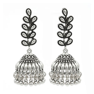 Silver Leaf Jhumkas