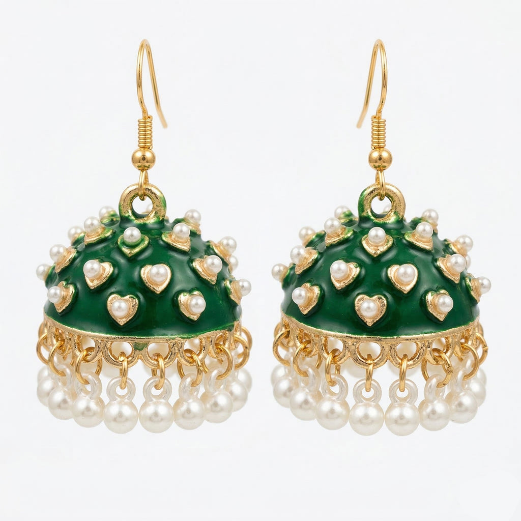 Emerald Heart Jhumkas