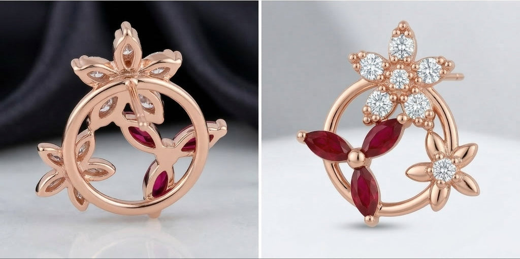 Ruby Floral Studs