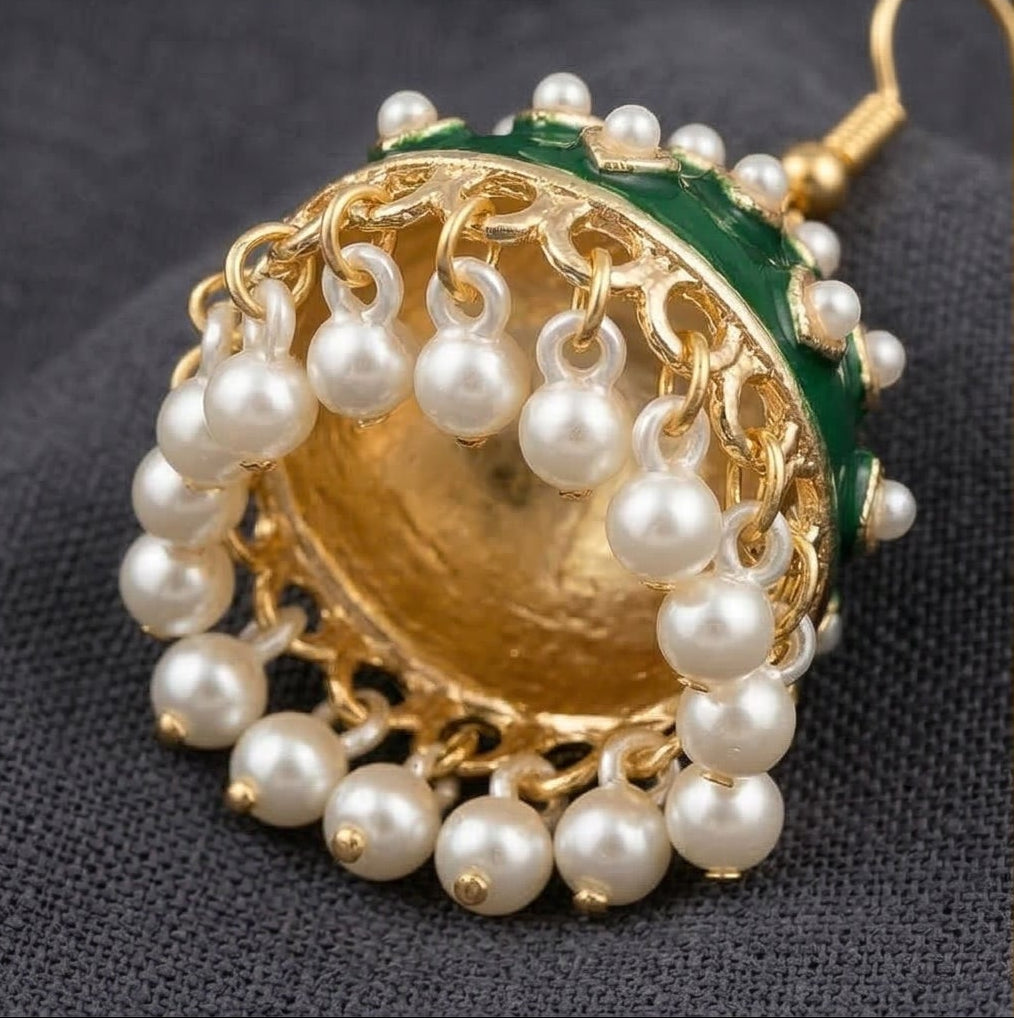 Emerald Heart Jhumkas