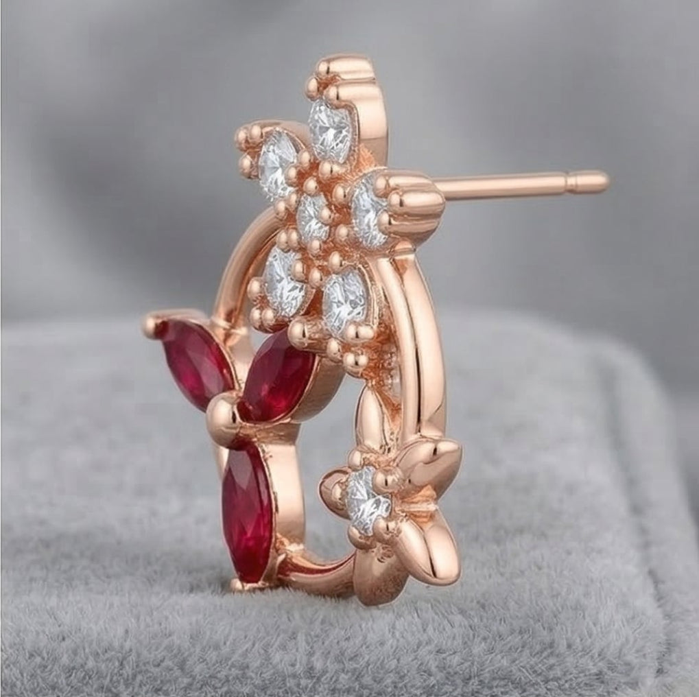 Ruby Floral Studs