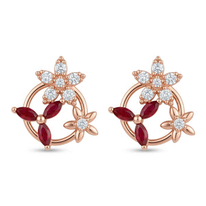 Ruby Floral Studs