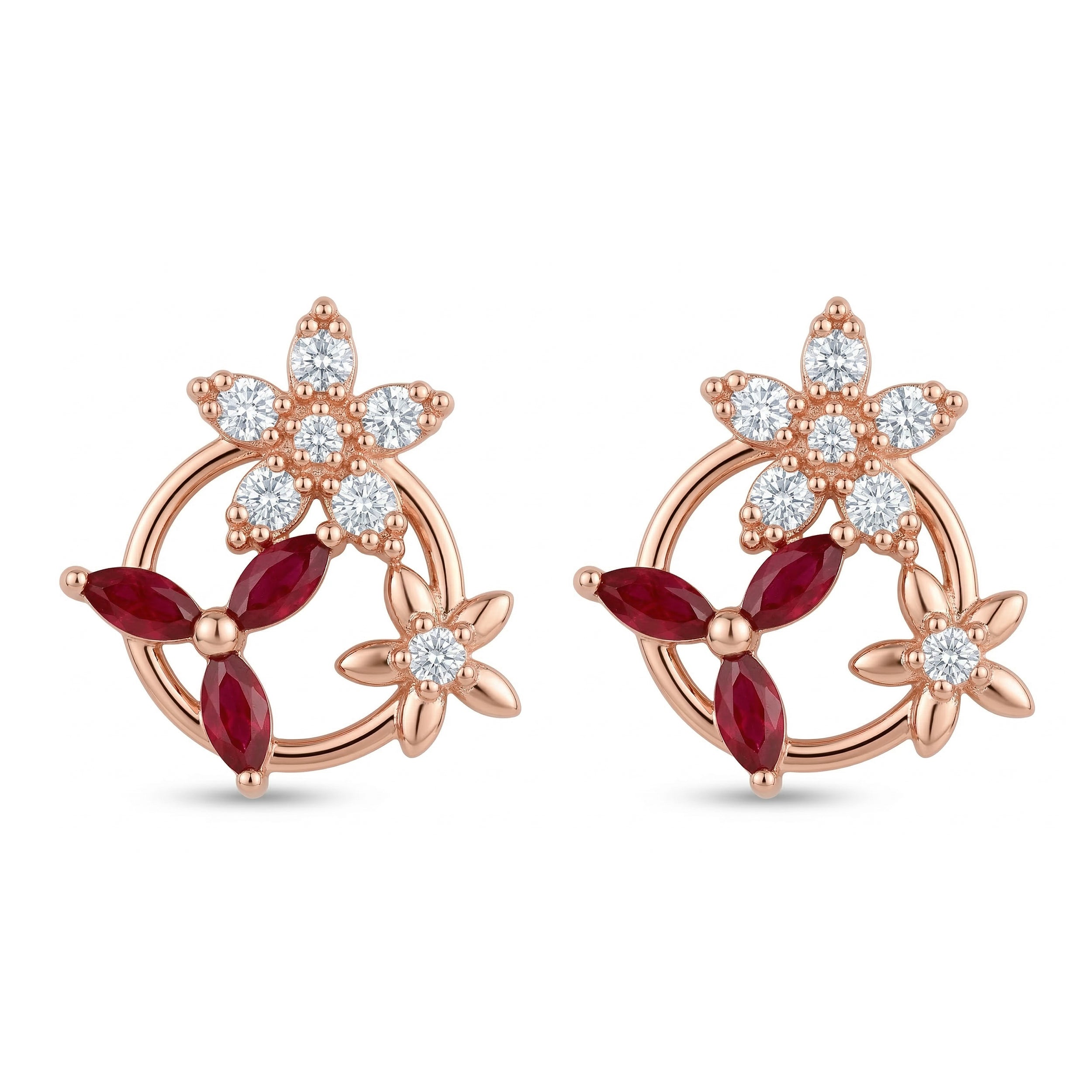 Ruby Floral Studs